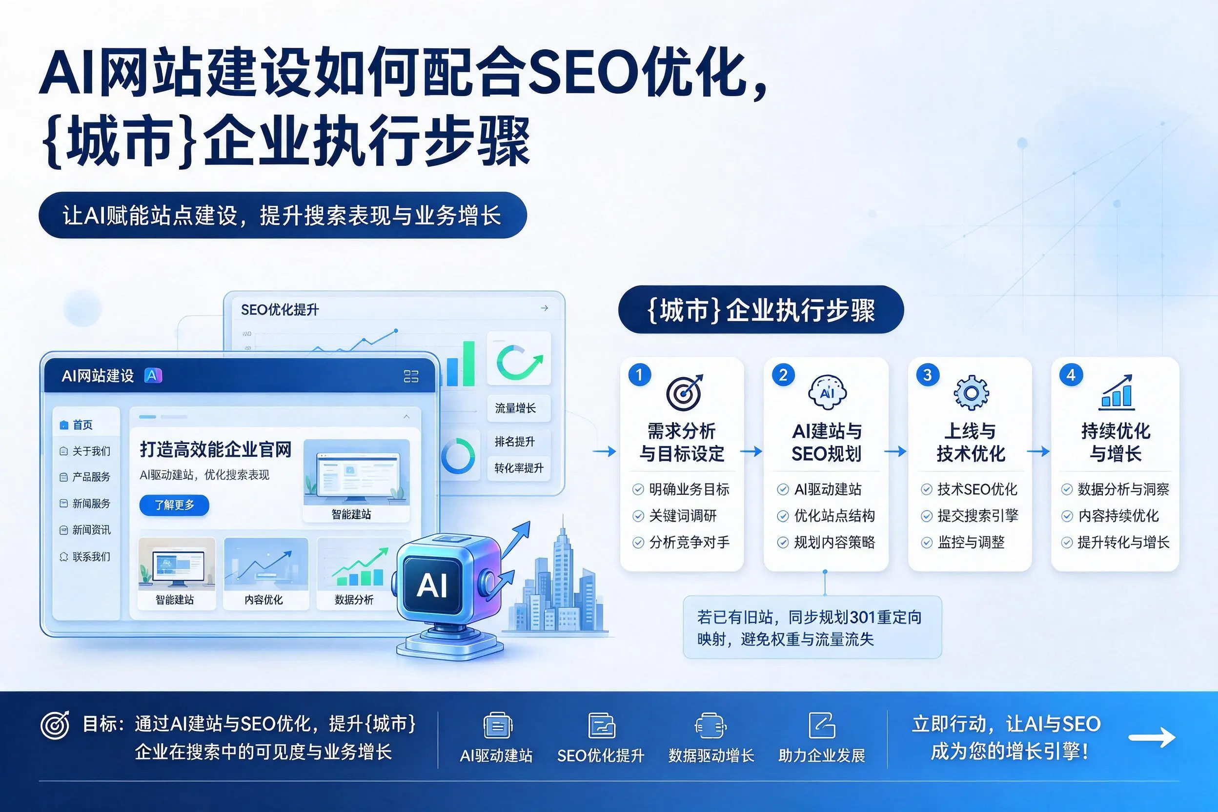 AI网站建设如何配合SEO优化,南宁企业执行步骤